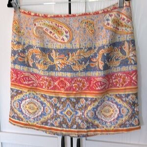 Rachel Zoe‎ Pink and Blue Paisley Mosaic Boho Mini Skirt Size 12 New with Tags